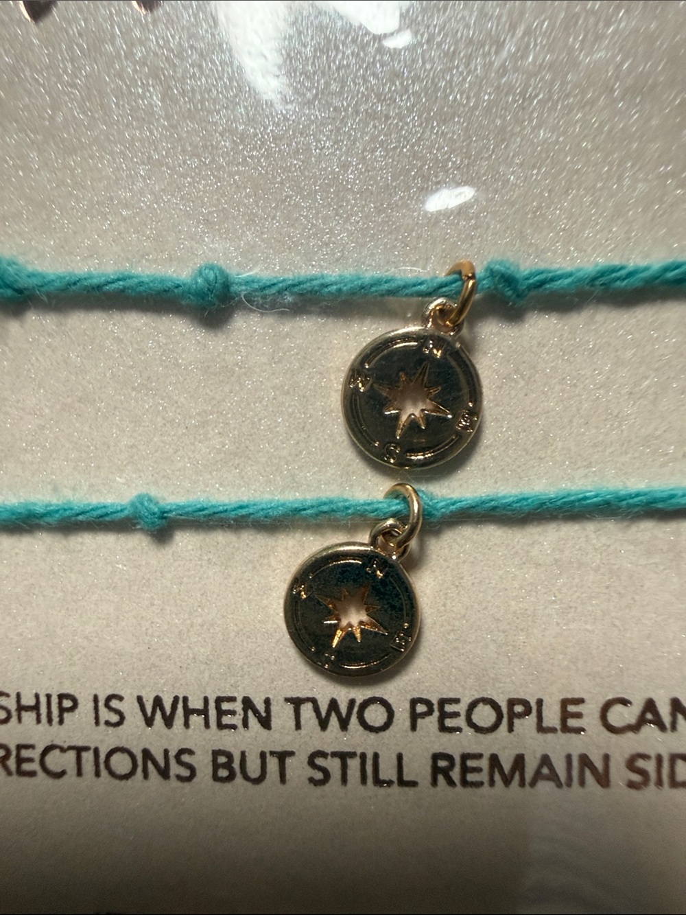 Kitsch Turquoise Cord Bracelet Set with Gold Compass Charms - Picture 4 of 5